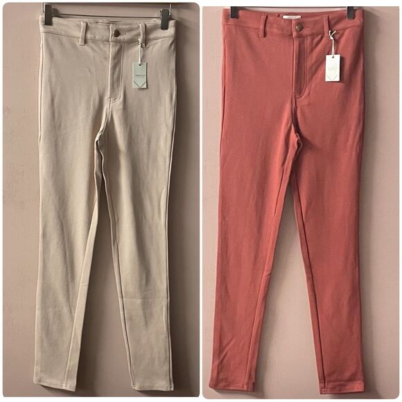 Forever 21 Rust & Blush Pink High Waisted Skinny Pants Size 28 NWT - Picture 1 of 9